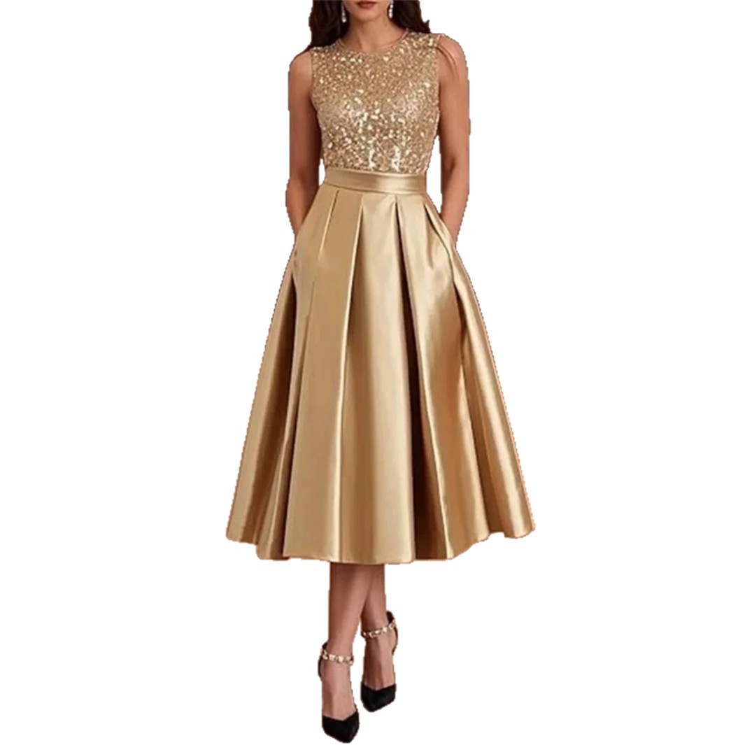 Midi Dress - Abito Midi in Raso Bordeaux con