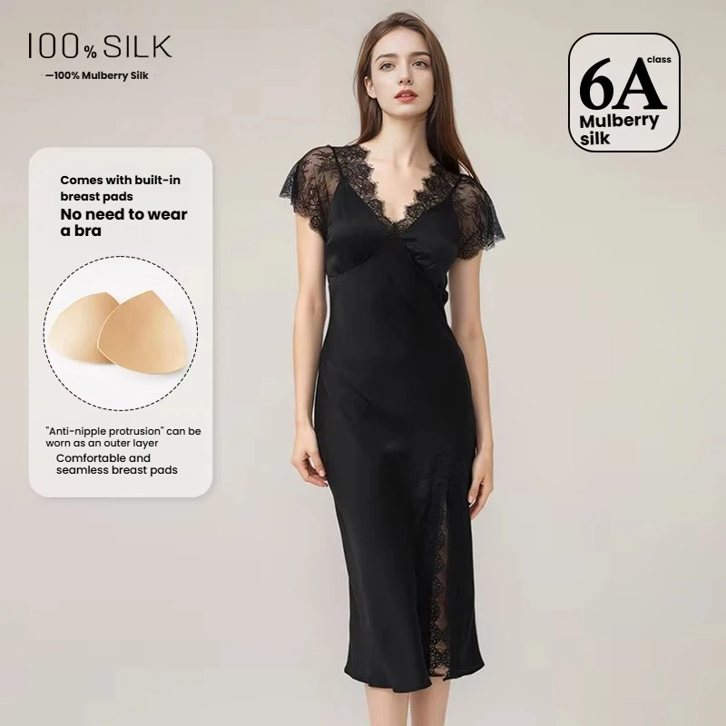 Lace Dress - Camicia da Notte Sexy in Seta