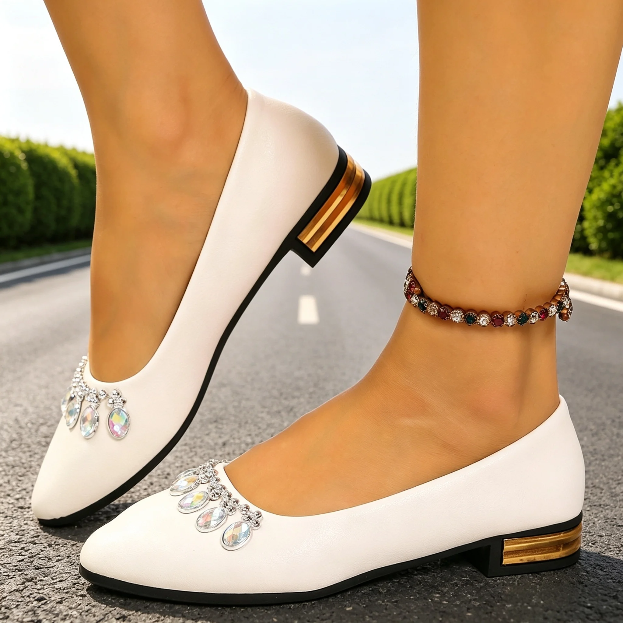 Womens Heels - Scarpe Basse da Donna a Punta,