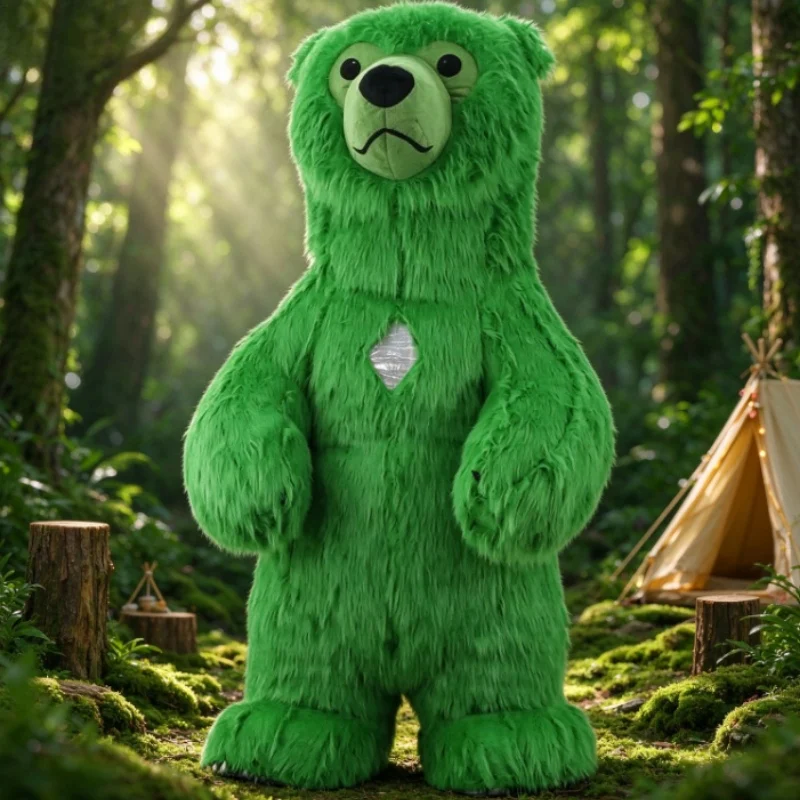Wedding Dress - Costume da Mascotte Gonfiabile Orso Verde